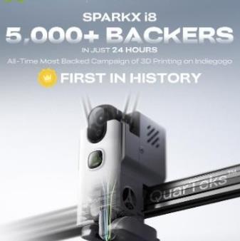 创想三维SPARKX i8众筹上线即火爆，多色打印换色效率实现新突破